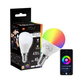 RUVA Smart LED bulb, color changing, E14 4.8W WiFi RGB+CCT ball 2700K-6500K, 470lm, 220-240V EDO777620 EDO Solutions