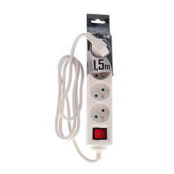 LOGAN White portable 4-fold grounded home extension cable 1.5m with on/off switch EDO777669 EDO Solutions