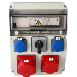 Pre-wired Site Distribution Board EDO ASTAT 393 Plus IP65 32A/5P 16A/5P 2x230V SCHUKO IK08 0-1(32A) Schneider Modules