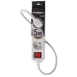 LOGAN White portable 3-fold grounded household extension cord 5m with on/off switch EDO777562