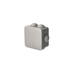 Surface-Mounted Hermetic Box with Gland Fittings, Click Closure, 70x70x45mm, IP55, Grey, EDO777775, EDO Technic