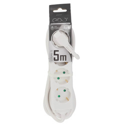 LOGAN S White 4-fold Schuko portable home extension cord 5m EDO777570