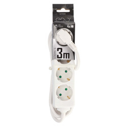 LOGAN S White 4-fold Schuko portable home extension cable 3m EDO777569