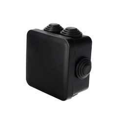 Surface-mounted hermetic box with cable glands, click-lock closure, 70x70x45mm, black, IP55, EDO777833, EDO Technic