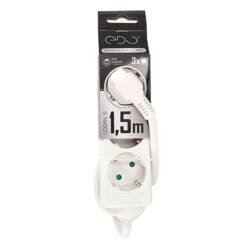 LOGAN S White 3-fold Schuko portable home extension cable 1.5m EDO777565