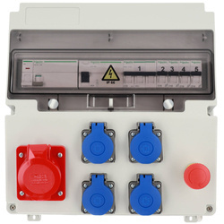 Rozdzielnica budowlana wyposażona ASTAT 398 Standard Plus IP65 16A/5P, 4x230V (Typ E) IP44, IK08, wyzwalacz wzrostowy iMX, wyłączniki Schneider, EDO777398 EDO Solutions