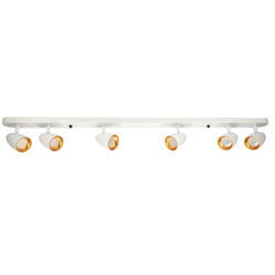 oVO 6 White Gold spot ceiling luminaire, strip, IP20, 6xGU10, white, gold ring EDO777244 Edo Solutions