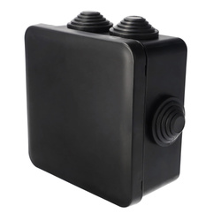 Surface-mounted hermetic box with cable glands, click-lock closure, 100x100x50mm, IP55, black, EDO777829, EDO Technic
