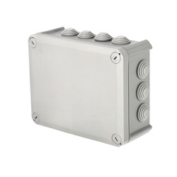 Hermetic Box EDO Technic 190x150x75mm, Grey, IP66 – Surface-mounted installation box with glands and screw-on cover. EDO777773 | EDO Solutions
