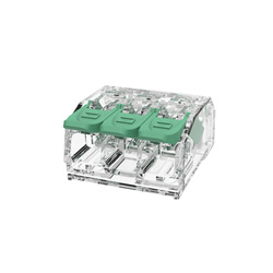 Lever connector for all wire types, 3× 0.2–4 mm², green – EDO413 EDO Technic
