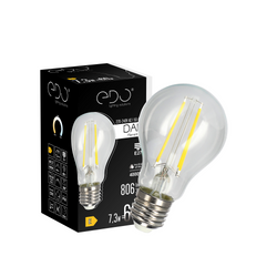 DARI LED Filament decorative light bulb 7.3W, E27, 4000K, 806lm, 230V, CLEAR A60, EDO777629 EDO Solutions