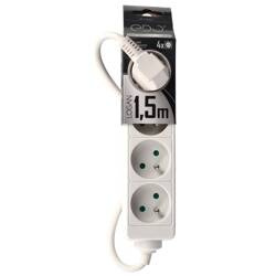 LOGAN White 4-fold portable home extension cable with grounding 1,5m EDO777554