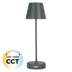 NELI 2.7W LED table lamp, CCT, grey, with battery, 2200mAh, IP54, 200lm, 33cm, EDO777719 EDO Solutions