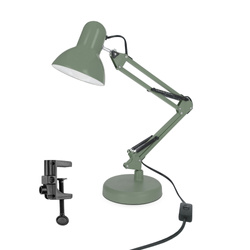 Lampka biurkowa szałwiowa PIXI Sage khaki E27 zestaw podstawa i klips EDO777724 EDO Solutions