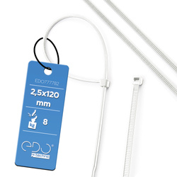 Cable tie 2.5x120 White (100 pcs.) EDO777782 EDO Technic