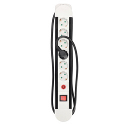 BIGAN S White Black 6-fold schuko extension power strip 1.4m with on/off switch and overload protection EDO777602