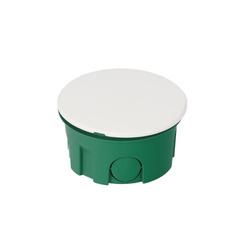 Flush-mounted box fi 70 shallow with cover and screws green cover white EDO777898 EDO Technic