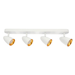 Quad spot ceiling luminaire OVO 4 White Gold, strip, IP20, 4xGU10, white, gold ring EDO777242 Edo Solutions