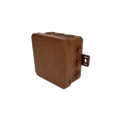 Flexible Surface-Mounted Junction Box 75x75x41mm IP54 12 Click Inlets with Knockouts Brown V5 EDO777910 EDO Technic
