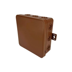 Flexible Surface-Mounted Junction Box 100x100x41mm IP54 12 entries click lid brown V7 EDO777918 EDO Technic