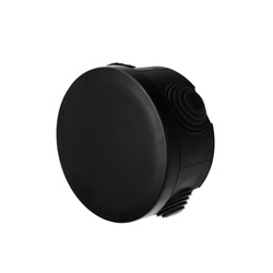 Surface-mounted hermetic box with cable glands, click-lock closure, Ø89x47mm, IP55, black, EDO777827, EDO Technic