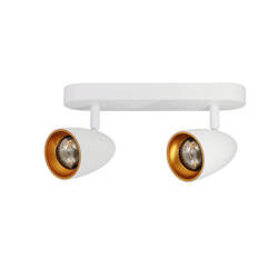 OVO 2 White Gold double spot ceiling luminaire, strip, IP20, 2xGU10, white, gold ring EDO777238 Edo Solutions