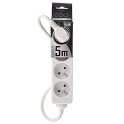 LOGAN White portable 4-fold grounded household extension cord 5m EDO777556