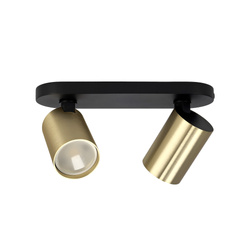 Podwójna punktowa oprawa sufitowa typu spot MALGA 2 ELEGANT listwa IP20 2xGU10 220-240V czarna reflektory złote EDO777869 EDO Solutions
