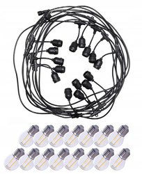 Zestaw girlanda ogrodowa DANDA 15xE27 15m IP54 wodoodporna czarna + 15 żarówek LED G45 E27 2W 3000K KPL462466 EDO Solutions