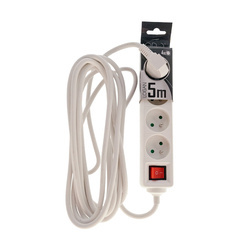 LOGAN White portable 4-fold grounded household extension cord 5m with on/off switch EDO777670 EDO Solutions