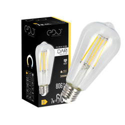 DARI LED Filament decorative light bulb 7W, E27, 3000K, 710lm, 230V, CLEAR, ST64, EDO777625 EDO Solutions