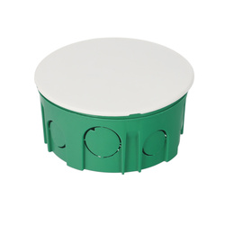 Flush-mounted box fi 100 shallow with cover and screws green cover white EDO777899 EDO Technic